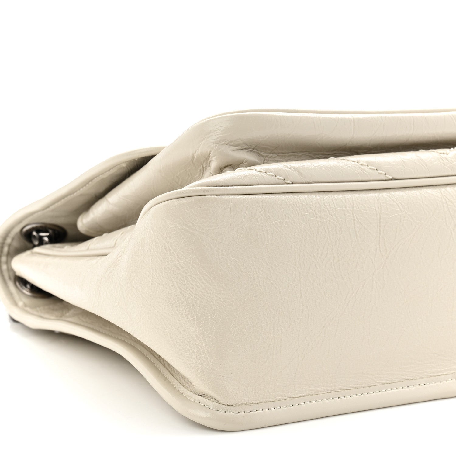 Saint Laurent Crinkled Calfskin Matelasse Monogram Medium Niki Chain Satchel Crema Soft 9 of 11