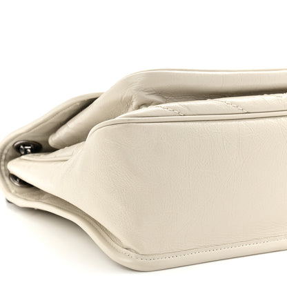 Saint Laurent Crinkled Calfskin Matelasse Monogram Medium Niki Chain Satchel Crema Soft 9 of 11