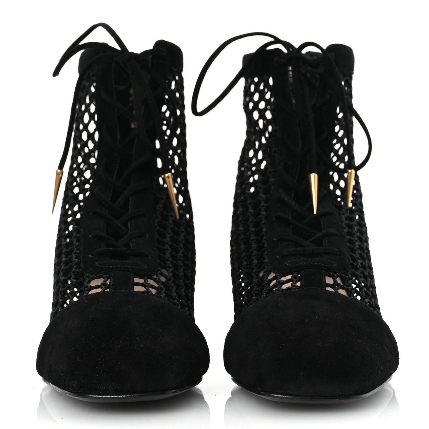 Suede Laminated Resille Naughtily-D 30mm Ankle Boots 40 Black