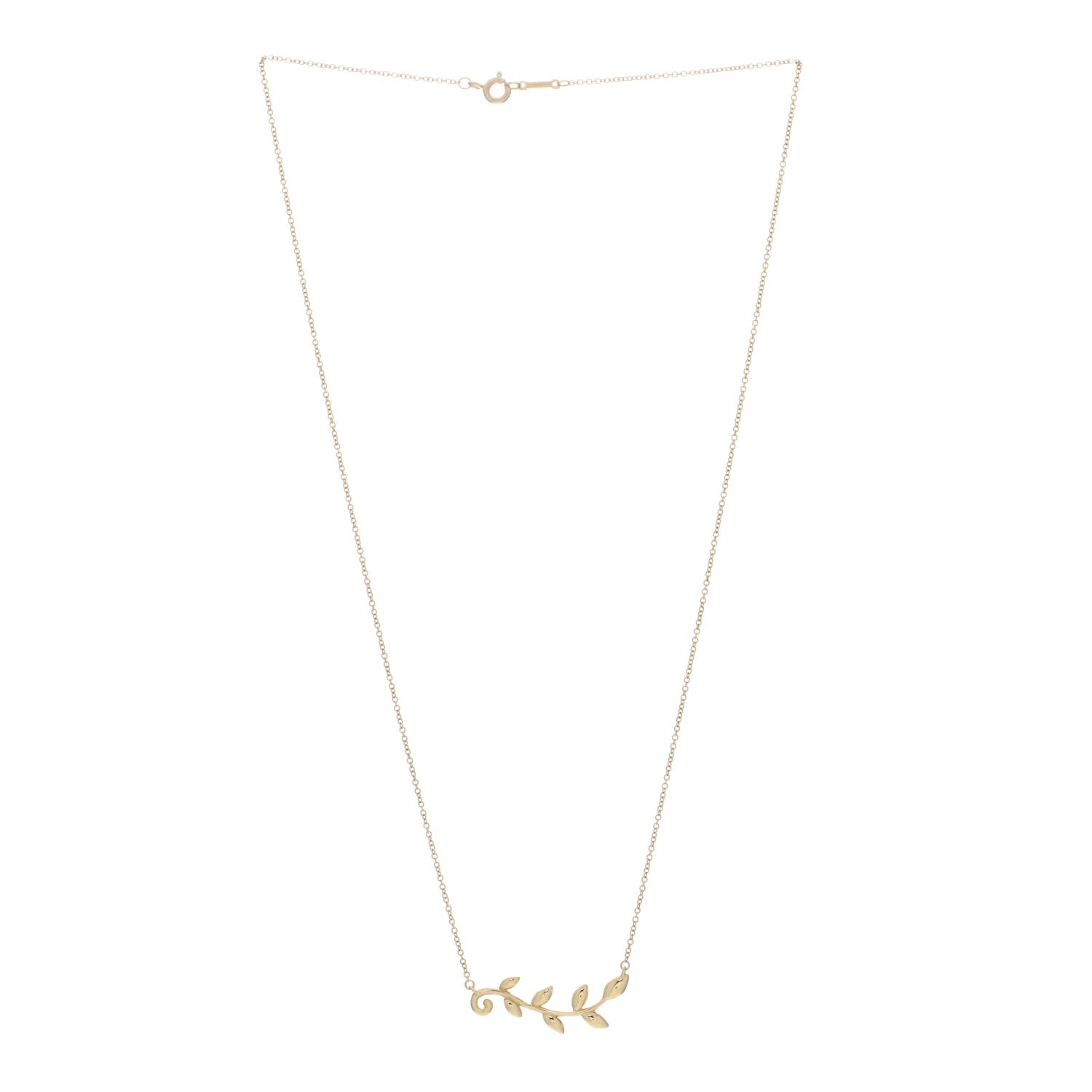 Tiffany 18K Yellow Gold Paloma Picasso Olive Leaf Vine Pendant Necklace 2 of 5