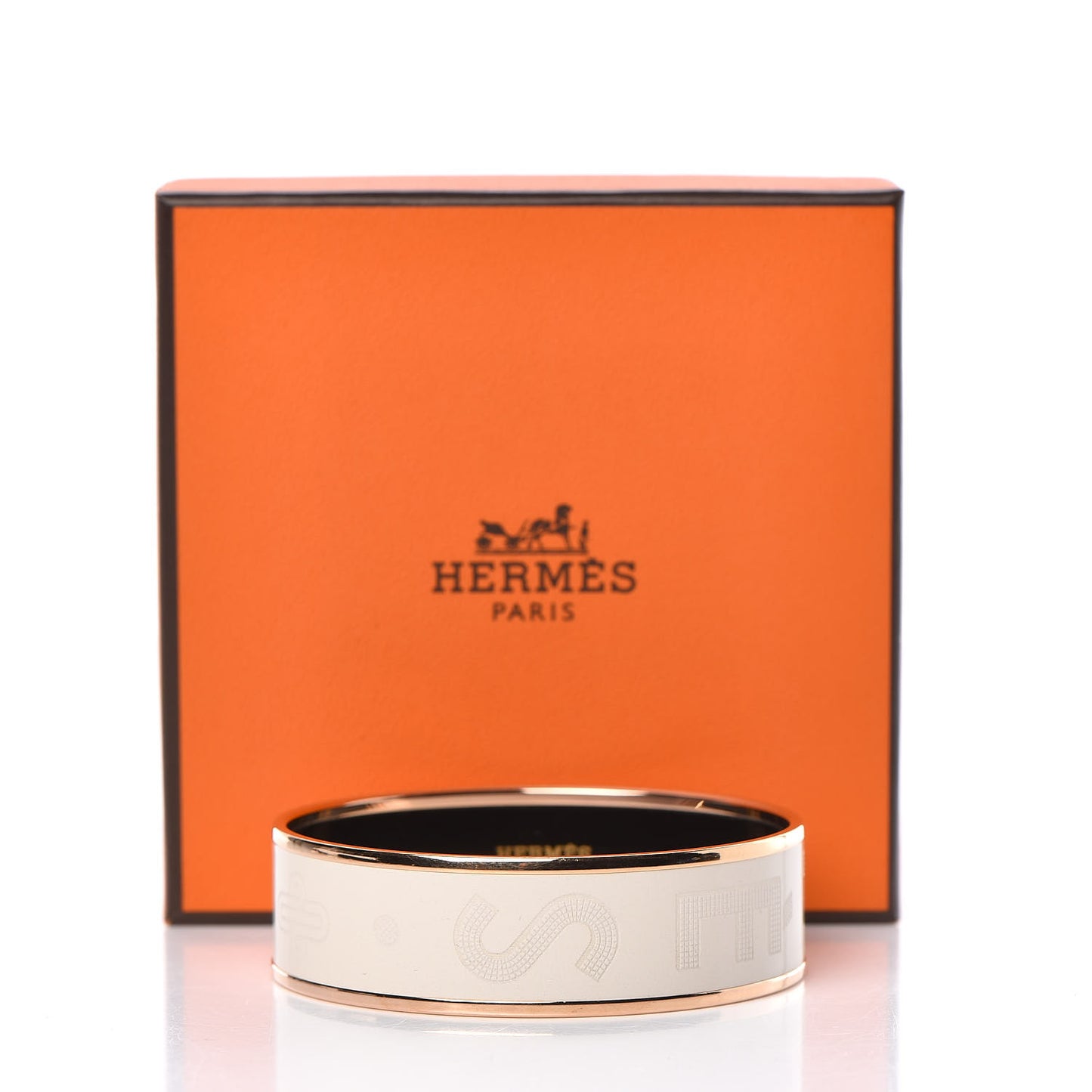 Enamel Wide Printed Sellier Bracelet 62 Pannacotta
