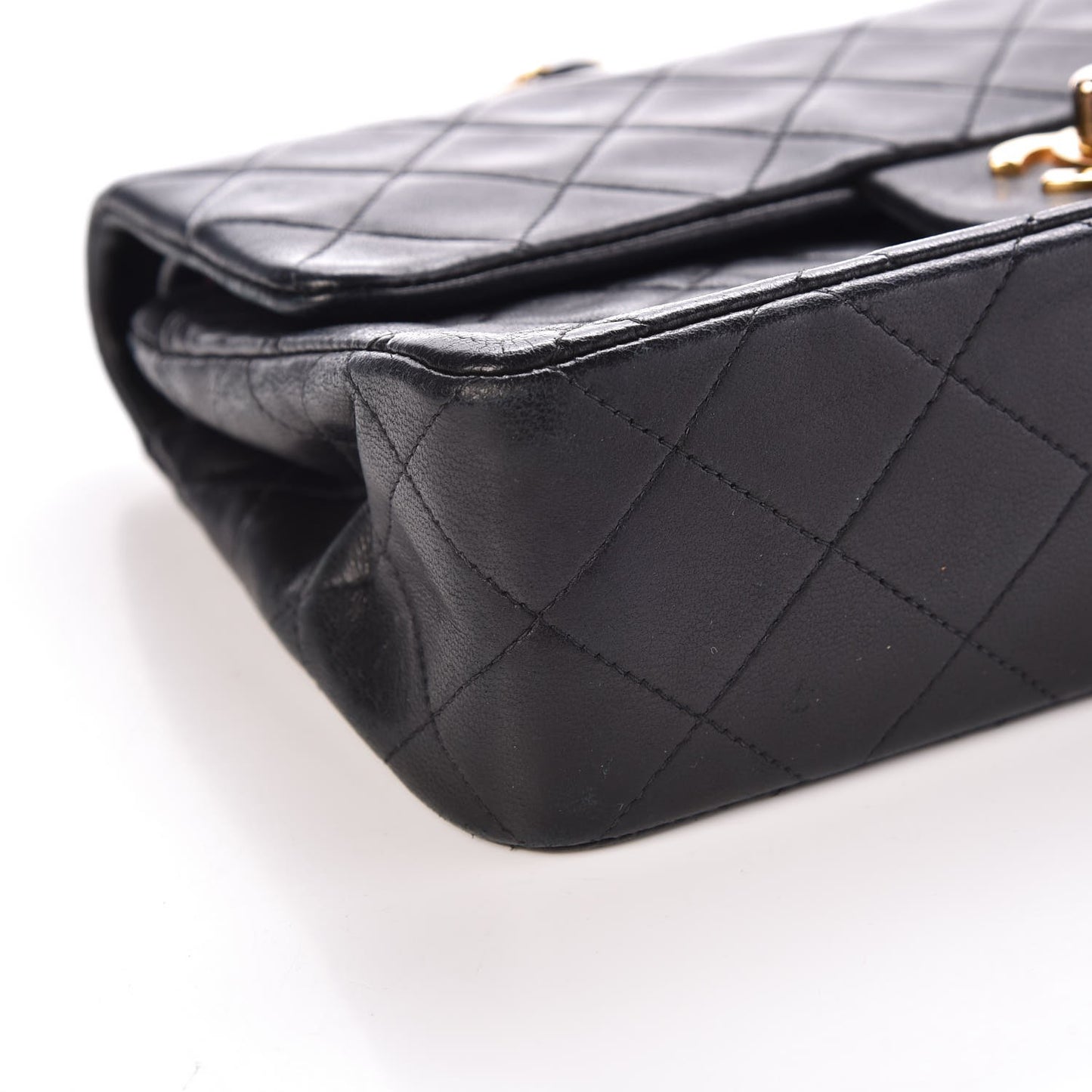 Lambskin Quilted Small Double Flap Black