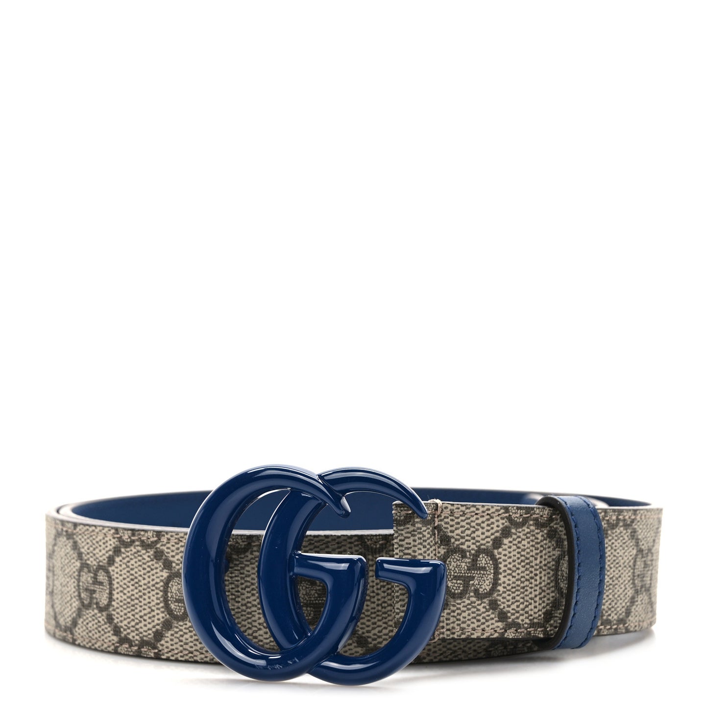 GG Supreme Monogram Plutone Calfskin Enamel Double G 30mm Belt 95 38 Beige Ebony Royale