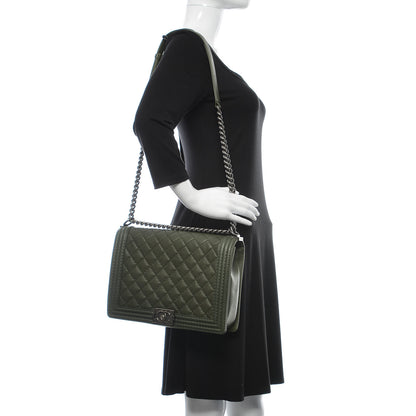 Chanel Calfskin Quilted Large Boy Flap Green 2 of 11