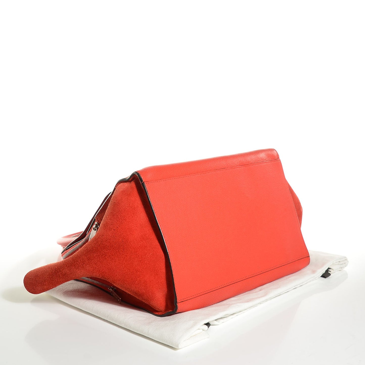 Drummed Calfskin Suede Double Zip Trapeze Vermillion