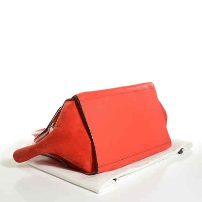 Celine Drummed Calfskin Suede Double Zip Trapeze Vermillion 14 of 19