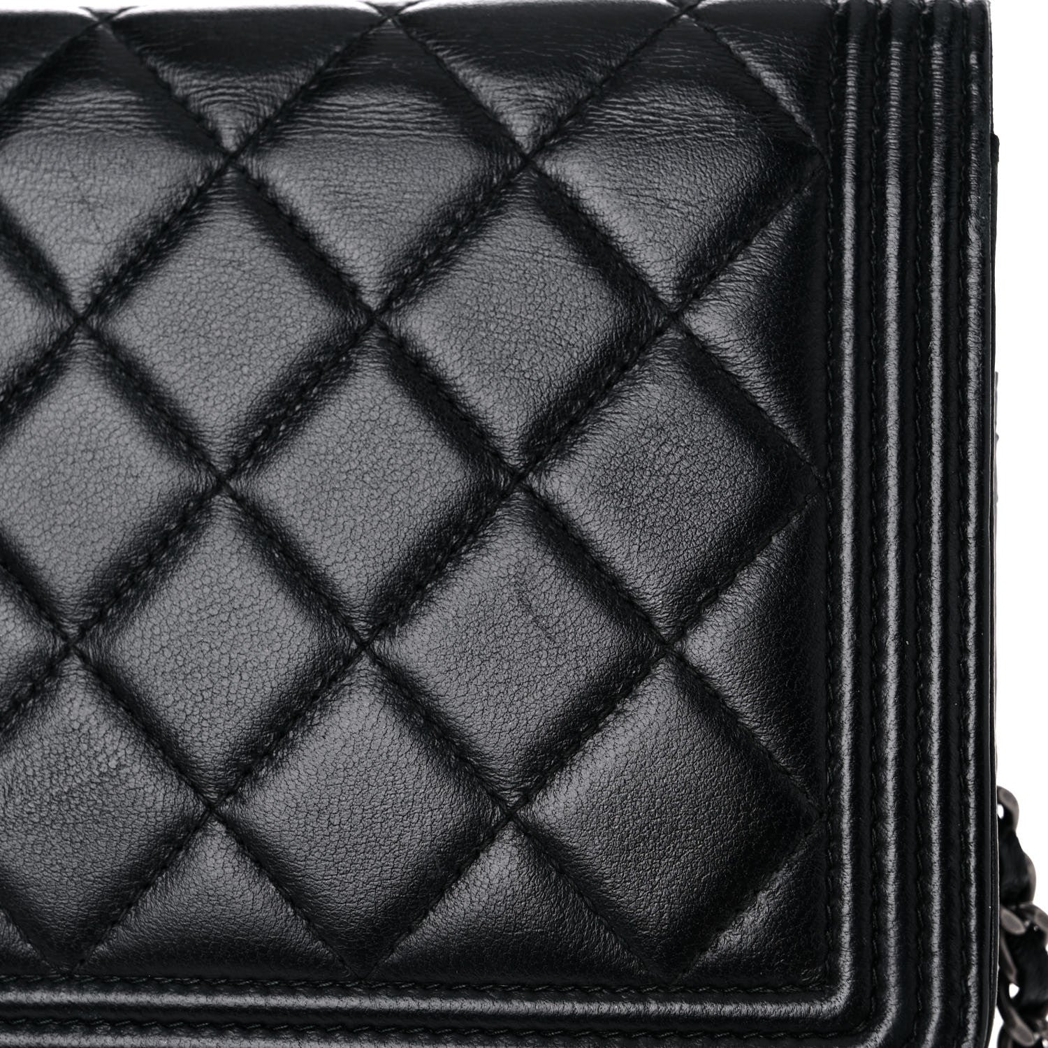 Chanel Lambskin Quilted Boy Wallet On Chain WOC Black 10 of 25