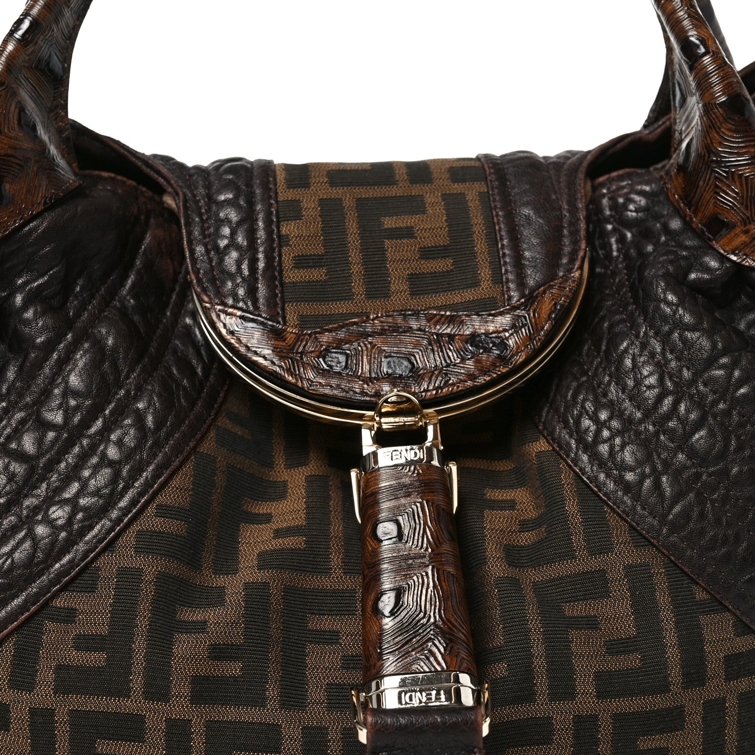 Fendi Zucca Nappa Nuvolata Vitello Tortuga Spy Tobacco Moro