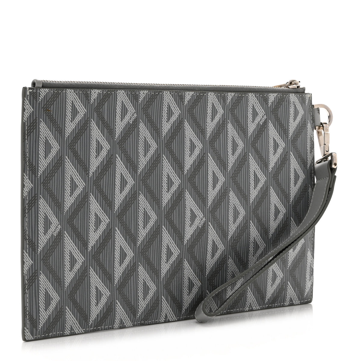 Coated Canvas CD Diamond Pouch Grey