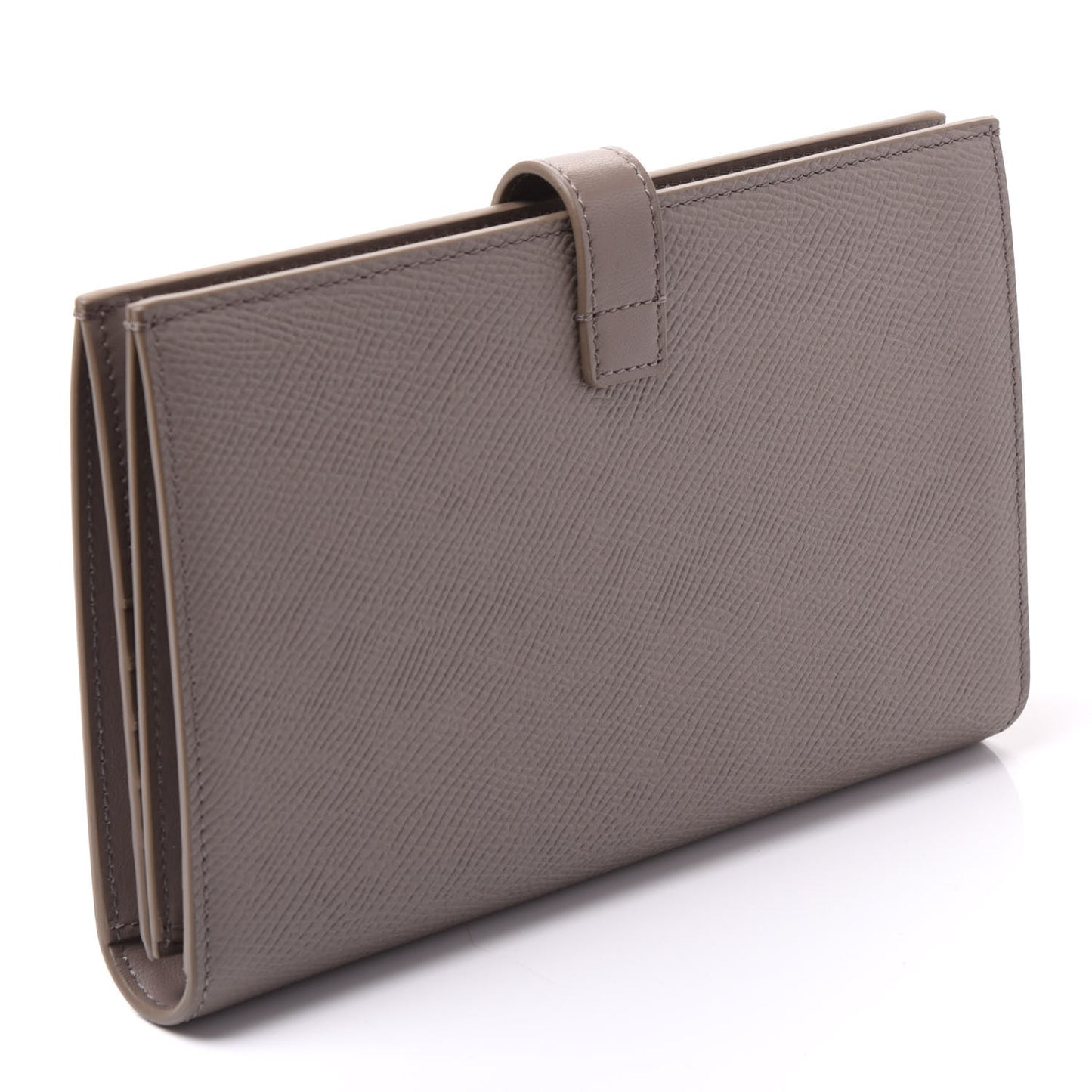 Grained Calfskin Large Multifunction Strap Wallet Pebble