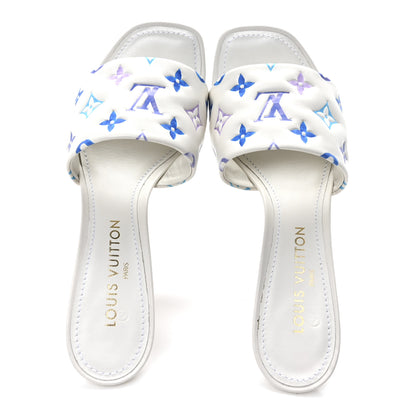 Louis Vuitton Lambskin Embossed Monogram By The Pool Revival High Heel Mules 41 White Blue Purple 2 of 9