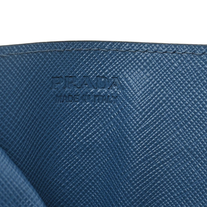 Prada Saffiano Triangle Card Case Blue 6 of 6