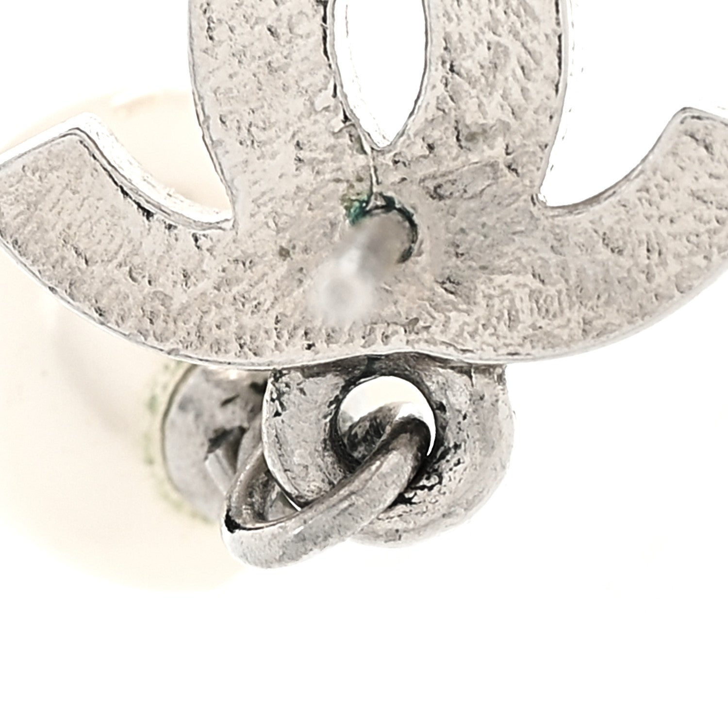 Chanel CC Pearl Drop Earrings Silver 5 of 6