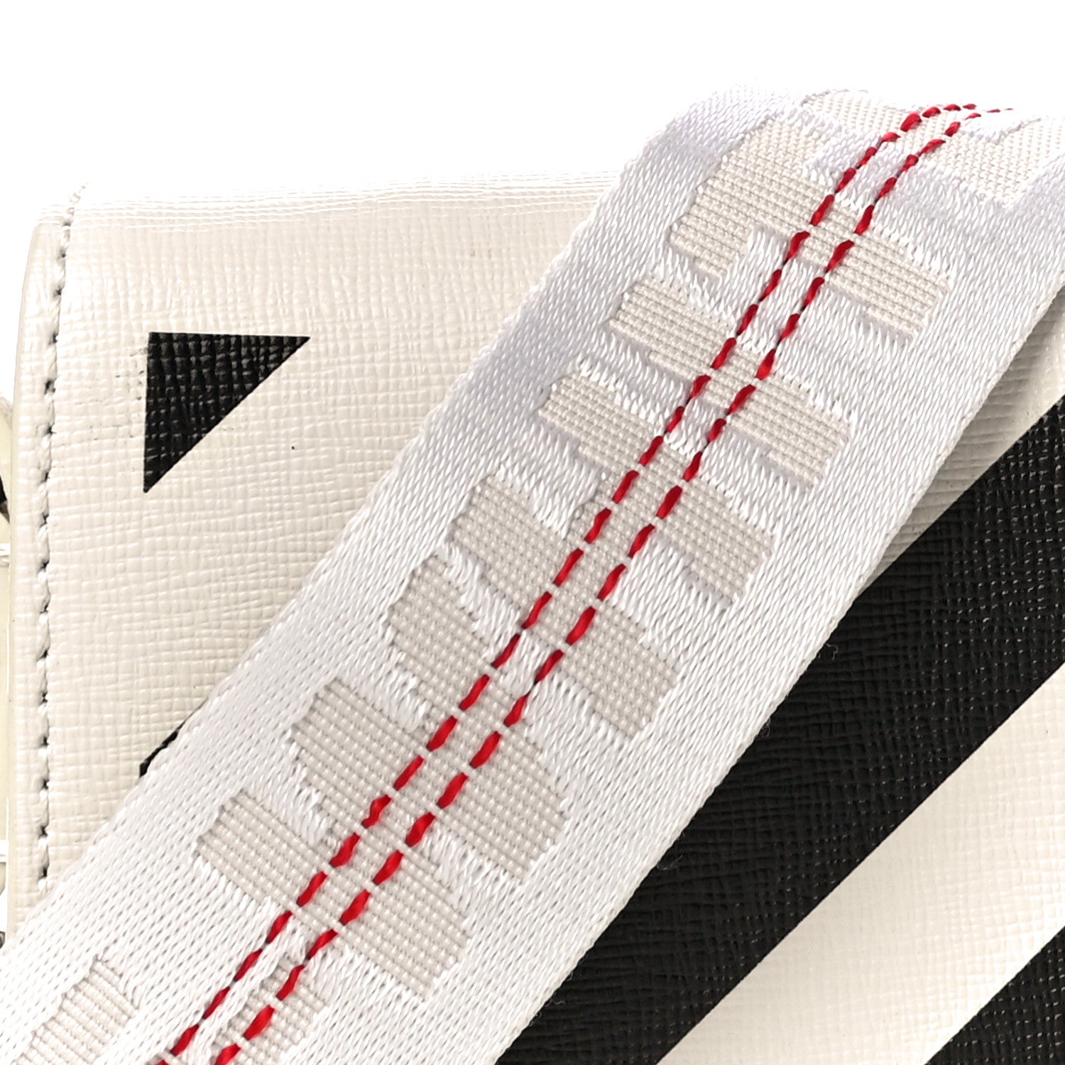 Off-White Saffiano Striped Diag Binder Flap Bag White Black 9 of 14