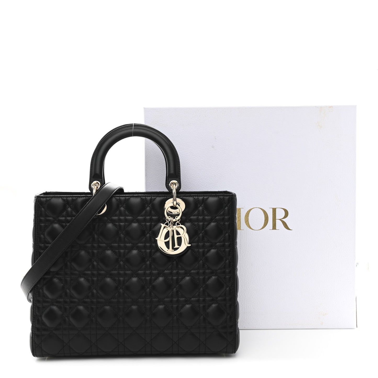 Lambskin Cannage Large Lady Dior Black