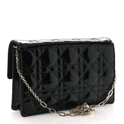 Christian Dior Patent Cannage Lady Dior Chain Pouch Black 3 of 12