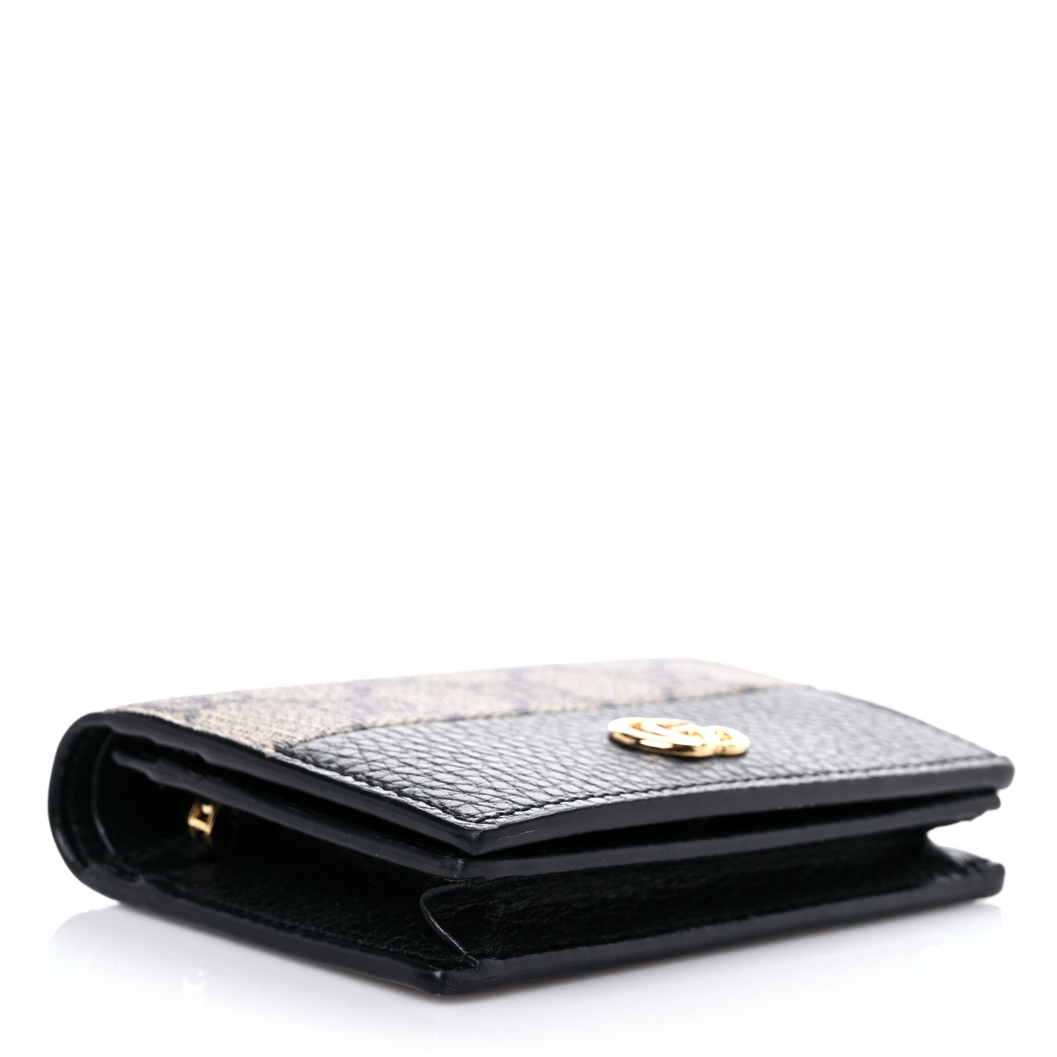 Gucci Dollar Calfskin GG Supreme Monogram GG Marmont Card Case Black Beige Ebony 4 of 6