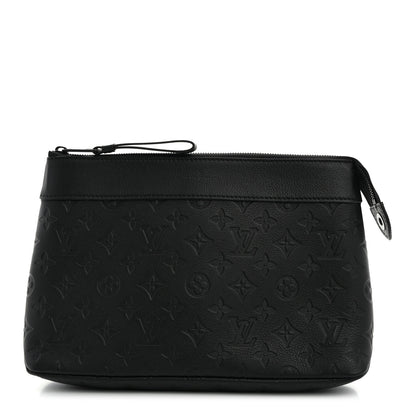 Louis Vuitton Shadow Calfskin Monogram Pochette Voyage Souple Black 1 of 6