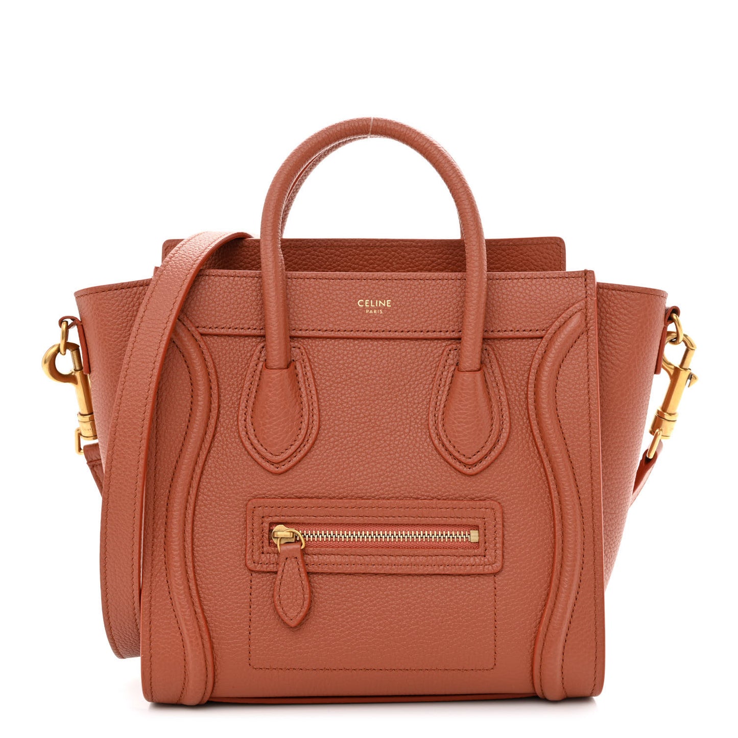 Drummed Calfskin Nano Luggage Lychee