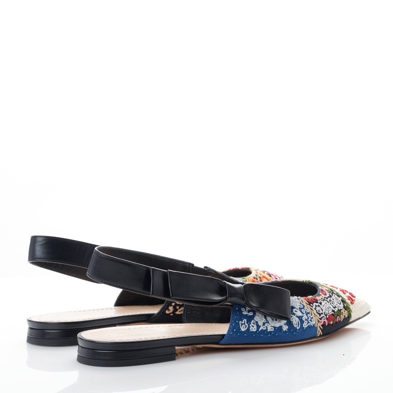 Christian Dior Patch Embroidered Sweet D Sling-Back Flats 38.5 Multicolor 4 of 9