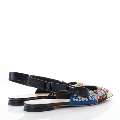 Christian Dior Patch Embroidered Sweet D Sling-Back Flats 38.5 Multicolor 4 of 9