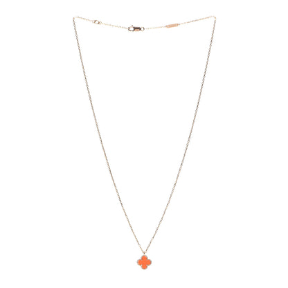 Van Cleef & Arpels 18K Rose Gold Carnelian Sweet Alhambra Pendant Necklace 3 of 6