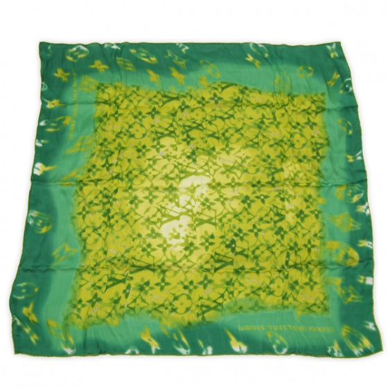 Louis Vuitton Silk Monogram Fleur Scarf Green 1 of 6