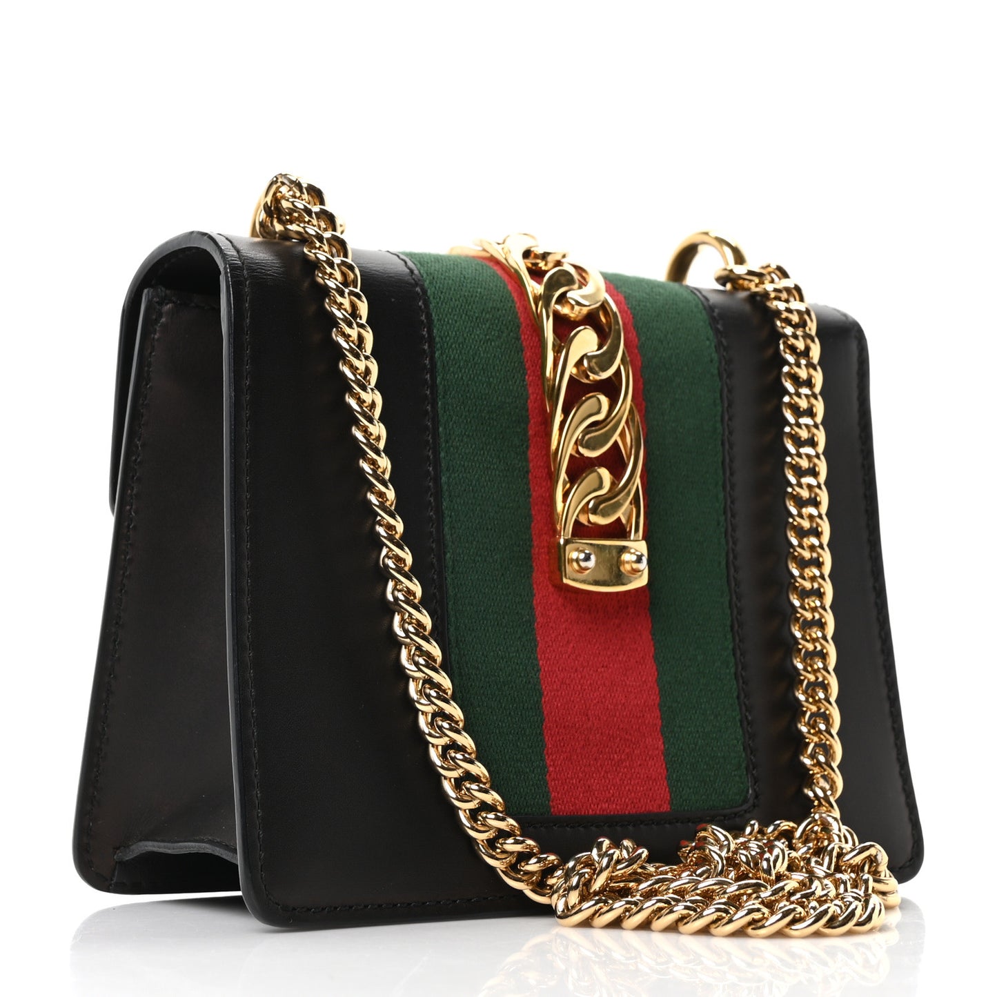 Calfskin Mini Sylvie Chain Shoulder Bag Black