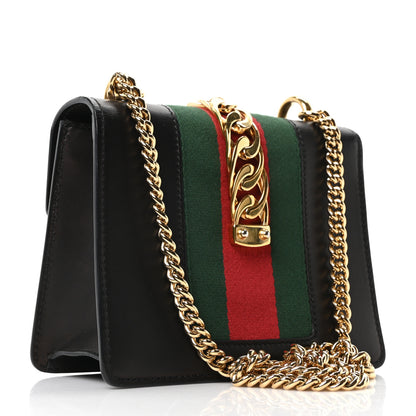 Gucci Calfskin Mini Sylvie Chain Shoulder Bag Black 3 of 10