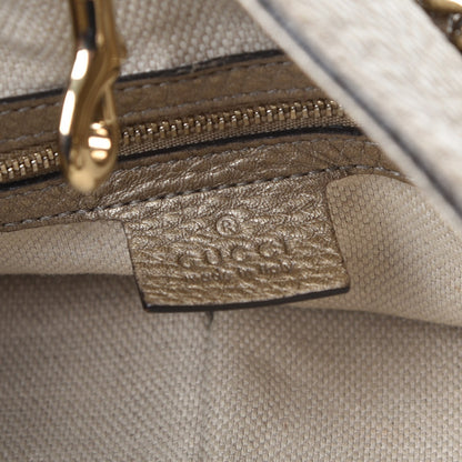 Gucci Metallic Pebbled Calfskin Medium Soho Chain Shoulder Bag Golden Beige 6 of 16
