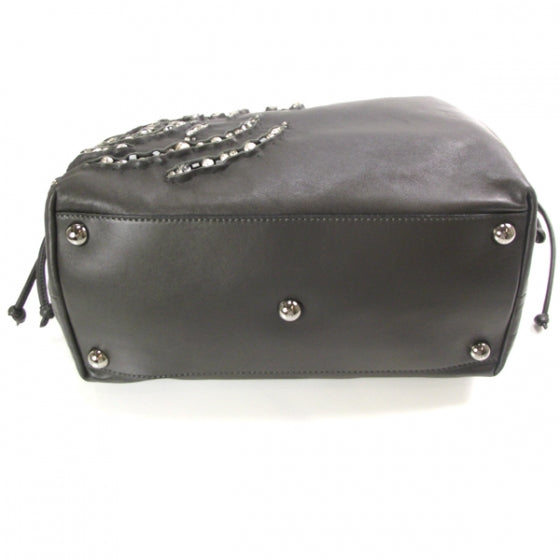Nappa Leather Crystal Rose Glam Tote Gray