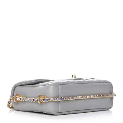Chanel Lambskin Chevron Quilted Chain Around Mini Rectangular Flap Grey 4 of 10