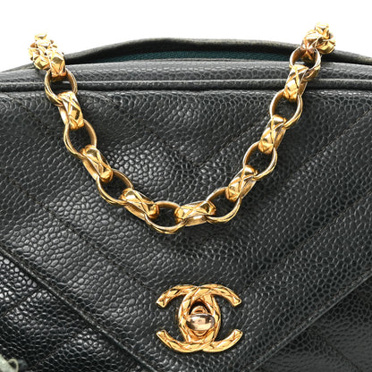 Chanel Caviar Chevron Quilted Tassel Camera Case Dark Green 8 of 10
