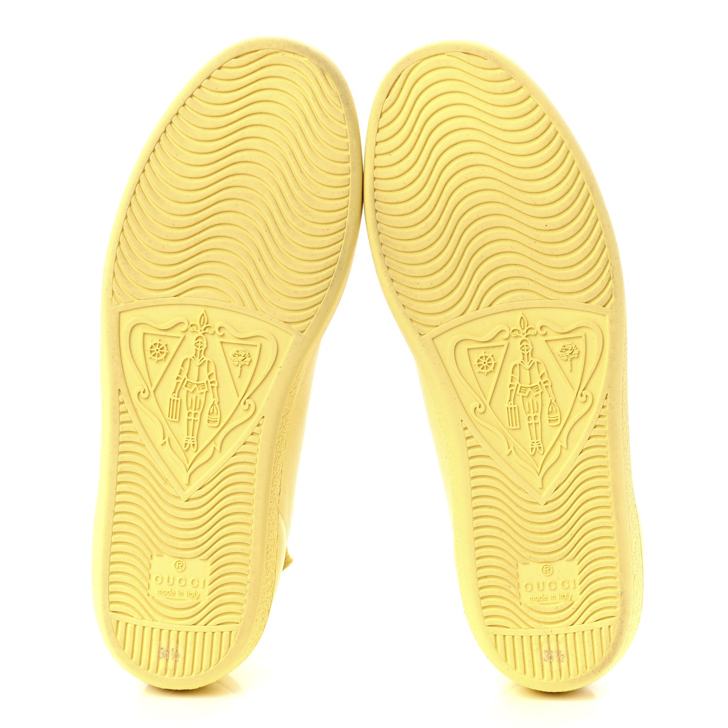 Gucci Calfskin Interlocking G Perforated Womens Ace Sneakers 36.5 Banana Straw Yellow 5 of 8