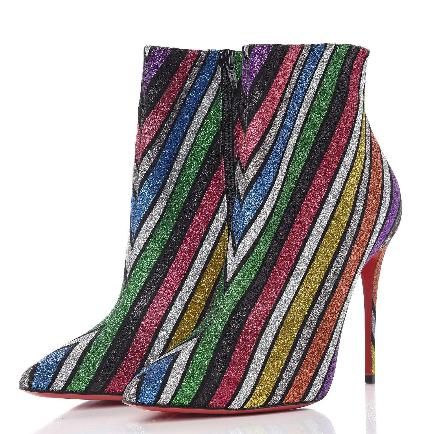Christian Louboutin Suede Stripyglitter So Kate Booty 100 Ankle Boots 39.5 Multi 3 of 8