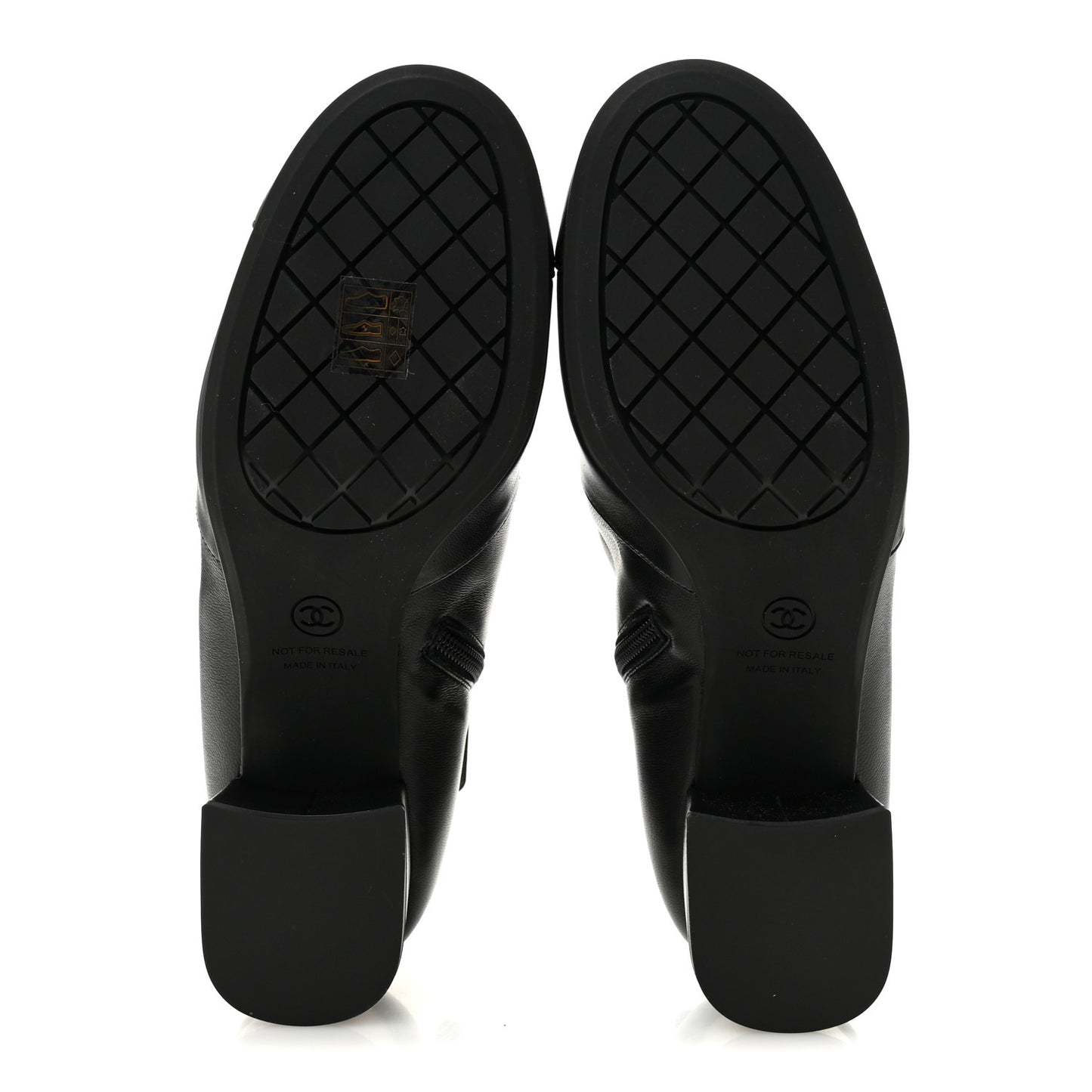 Stretch Lambskin Cap Toe CC Uniform Short Boots 40 Black