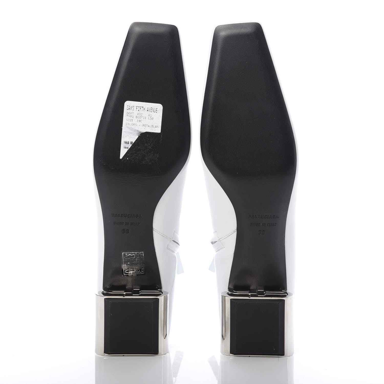 Balenciaga Shiny Sheepskin Typo Ankle Booties 39 White 6 of 11