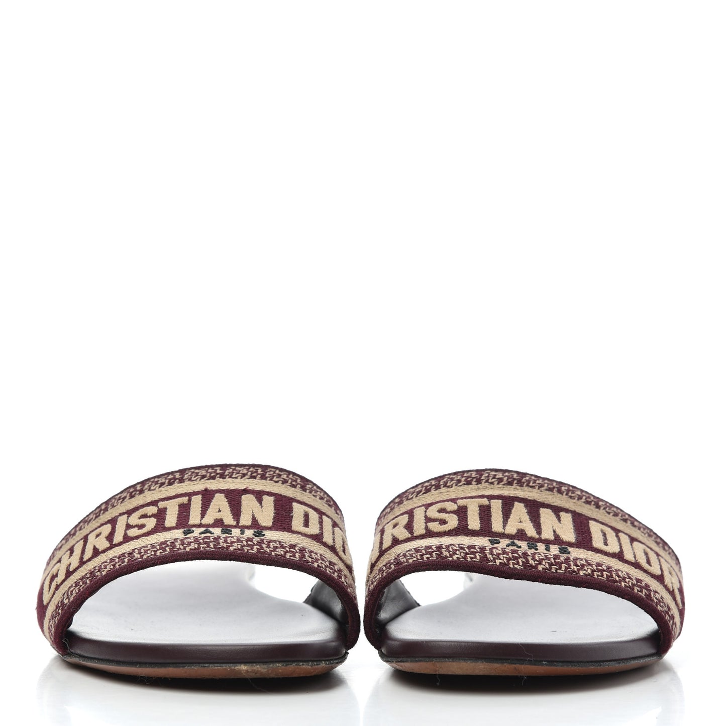 Canvas Embroidered Dway Mules Slide Sandals 40 Burgundy