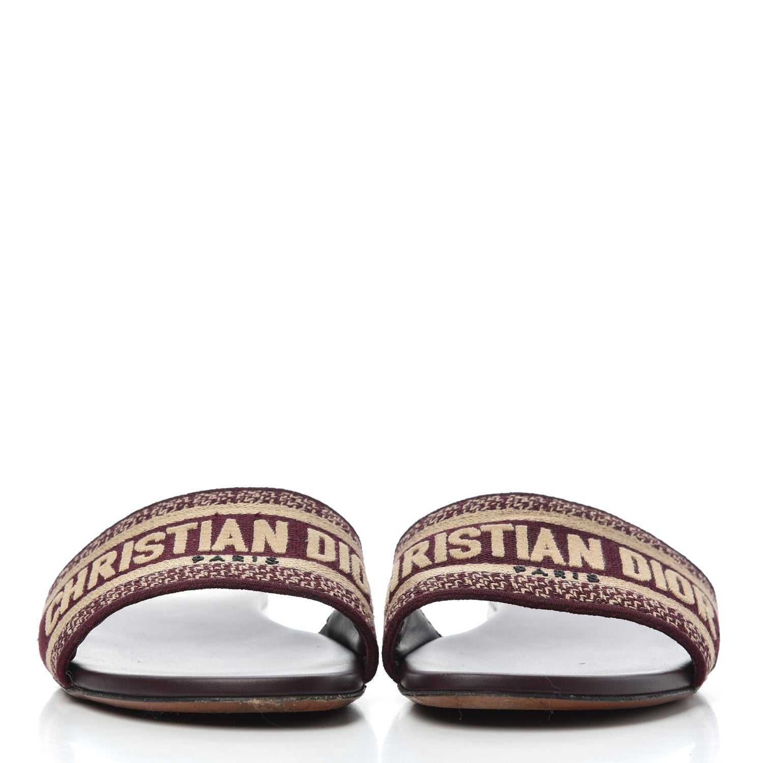 Christian Dior Canvas Embroidered Dway Mules Slide Sandals 40 Burgundy 2 of 16