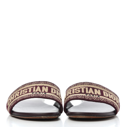 Christian Dior Canvas Embroidered Dway Mules Slide Sandals 40 Burgundy 2 of 16