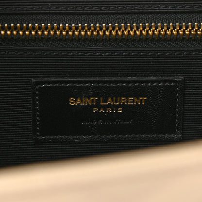 Saint Laurent Grain De Poudre Matelasse Chevron Large Monogram Satchel Dark Beige 7 of 14