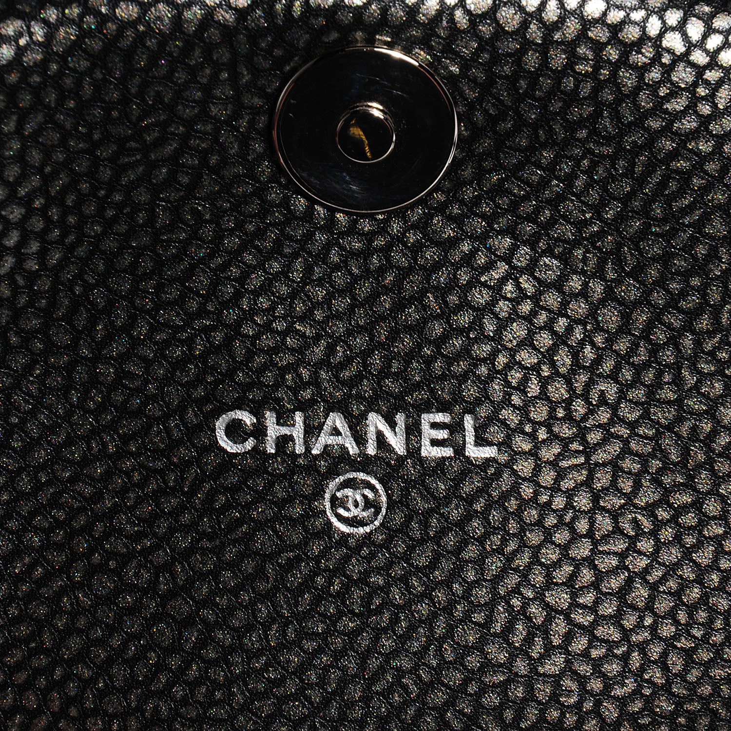 Chanel Metallic Caviar Half Moon Wallet On Chain WOC Dark Silver 5 of 7