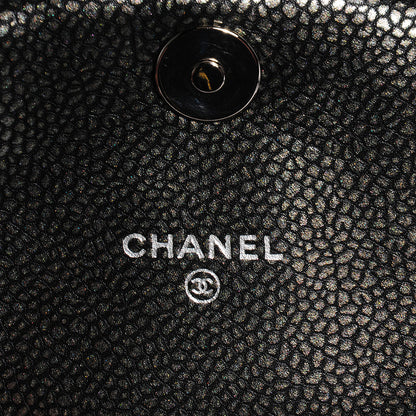 Chanel Metallic Caviar Half Moon Wallet On Chain WOC Dark Silver 5 of 7
