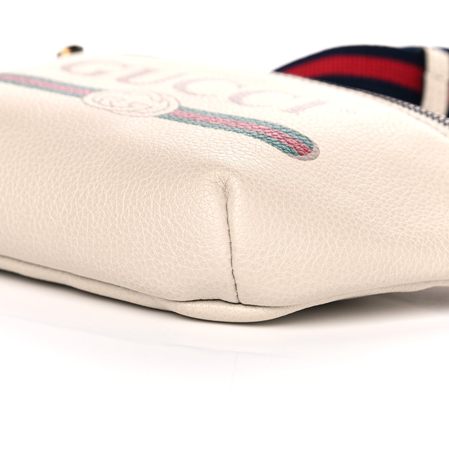 Grained Calfskin Small Logo Belt Bag White