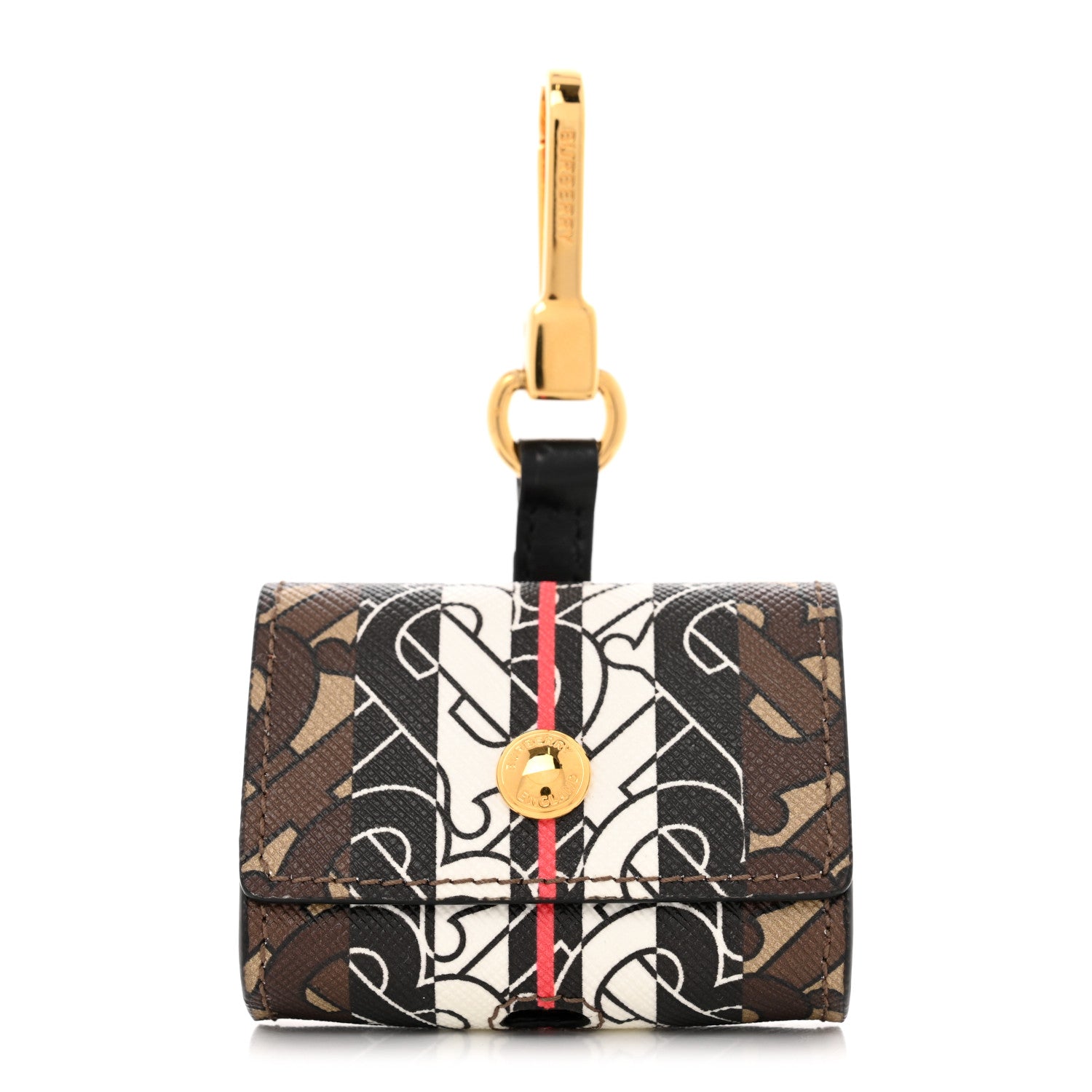 Burberry E-Canvas Calfskin Monogram Stripe TB AirPods Pro Case Brown 1 of 6