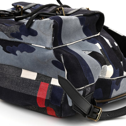 Burberry Canvas Suede Camoflauge Print Brookdale Backpack Navy 12 of 13