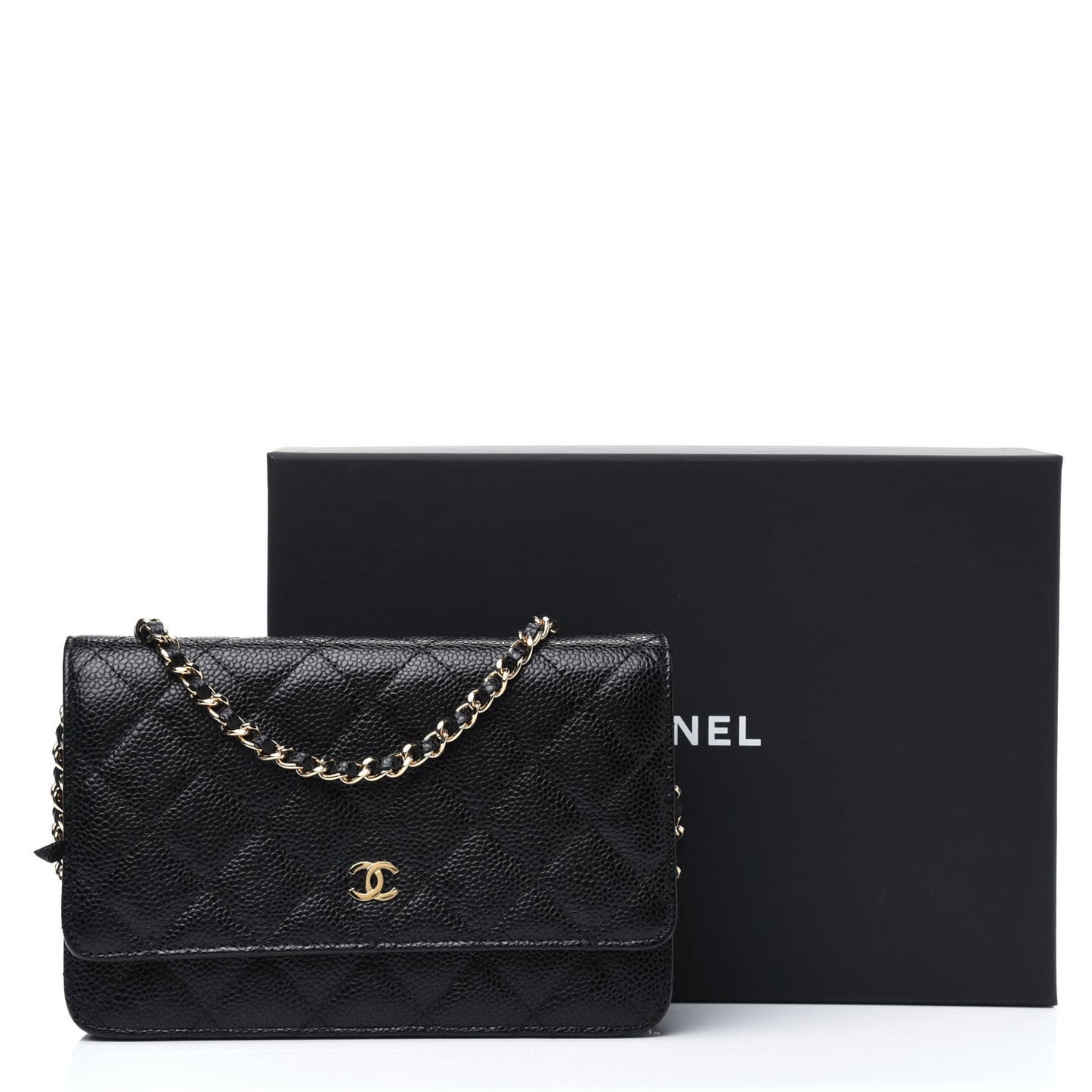 Caviar Quilted Wallet On Chain WOC Black