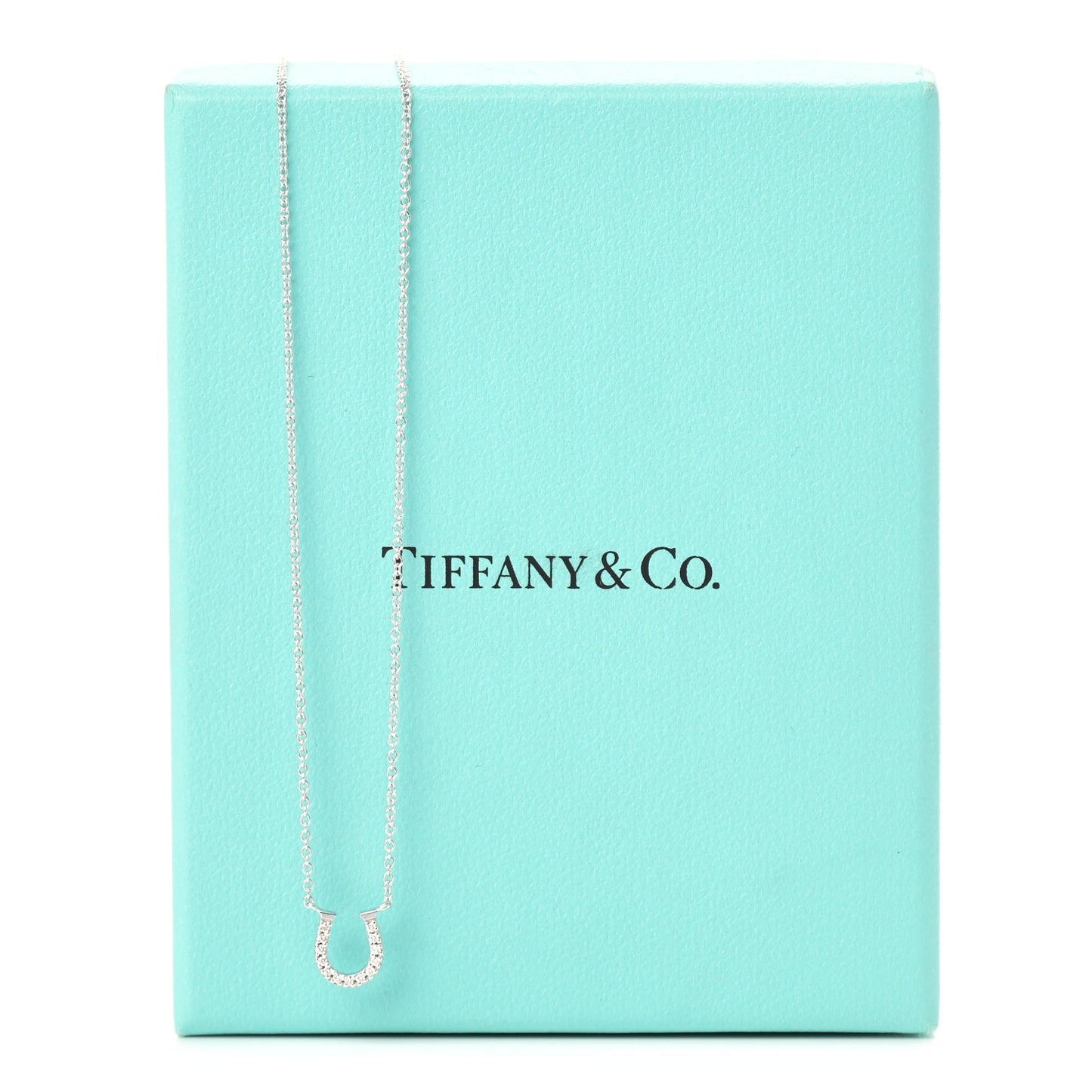 18K White Gold Diamond Mini Metro Horseshoe Pendant Necklace