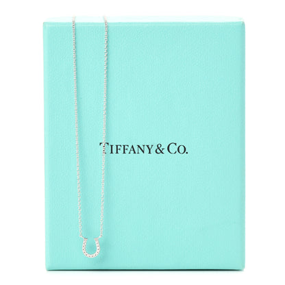 Tiffany 18K White Gold Diamond Mini Metro Horseshoe Pendant Necklace 6 of 6