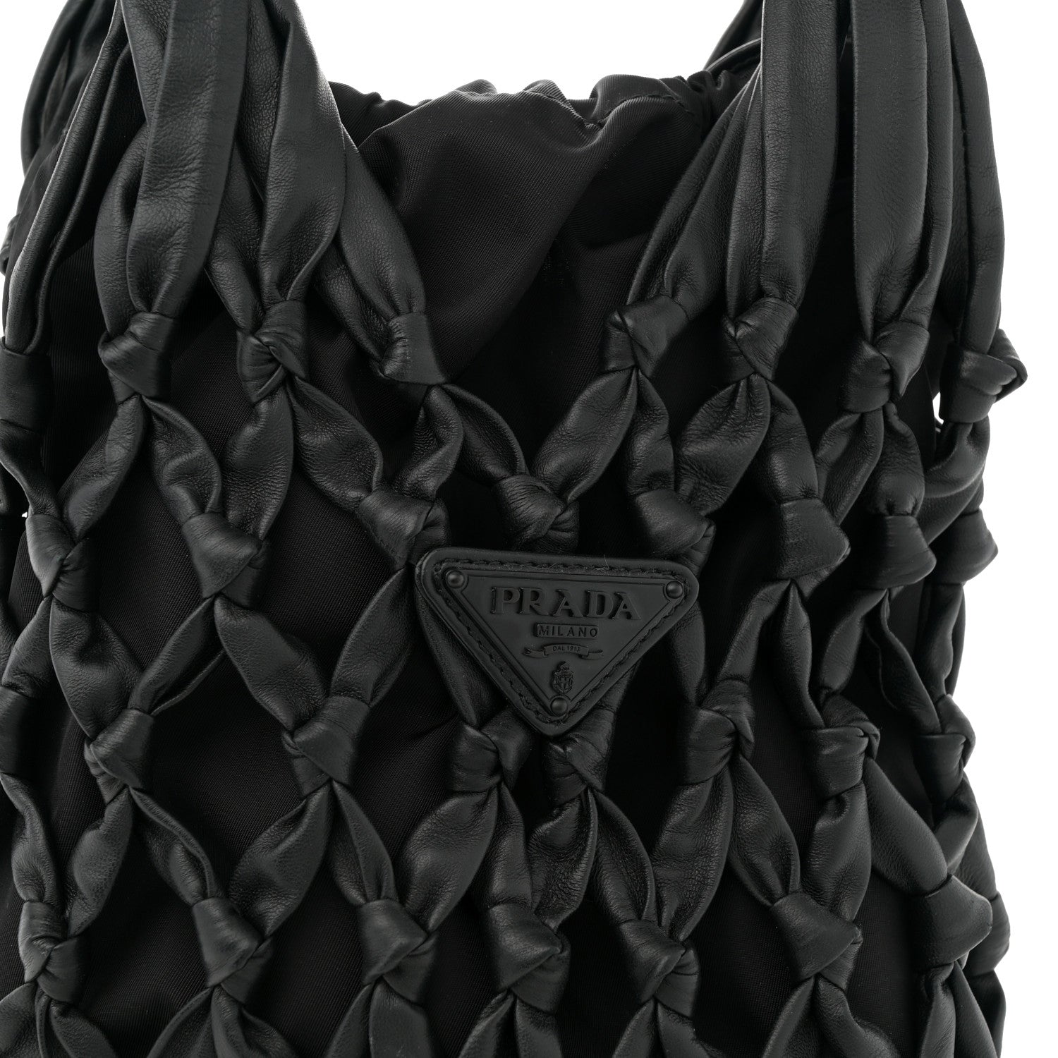 Prada Nylon Calfskin Rete Top Handle Bag Black 8 of 10